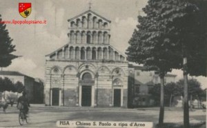 Piazza e chiesa di San paolo a ripa d'Arno primi del '900 cartolina d'epoca 